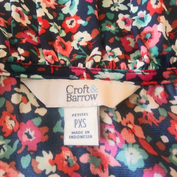 Croft & Barrow multicolored floral women's size PXS long sleeve blouse - Picture 15 of 15